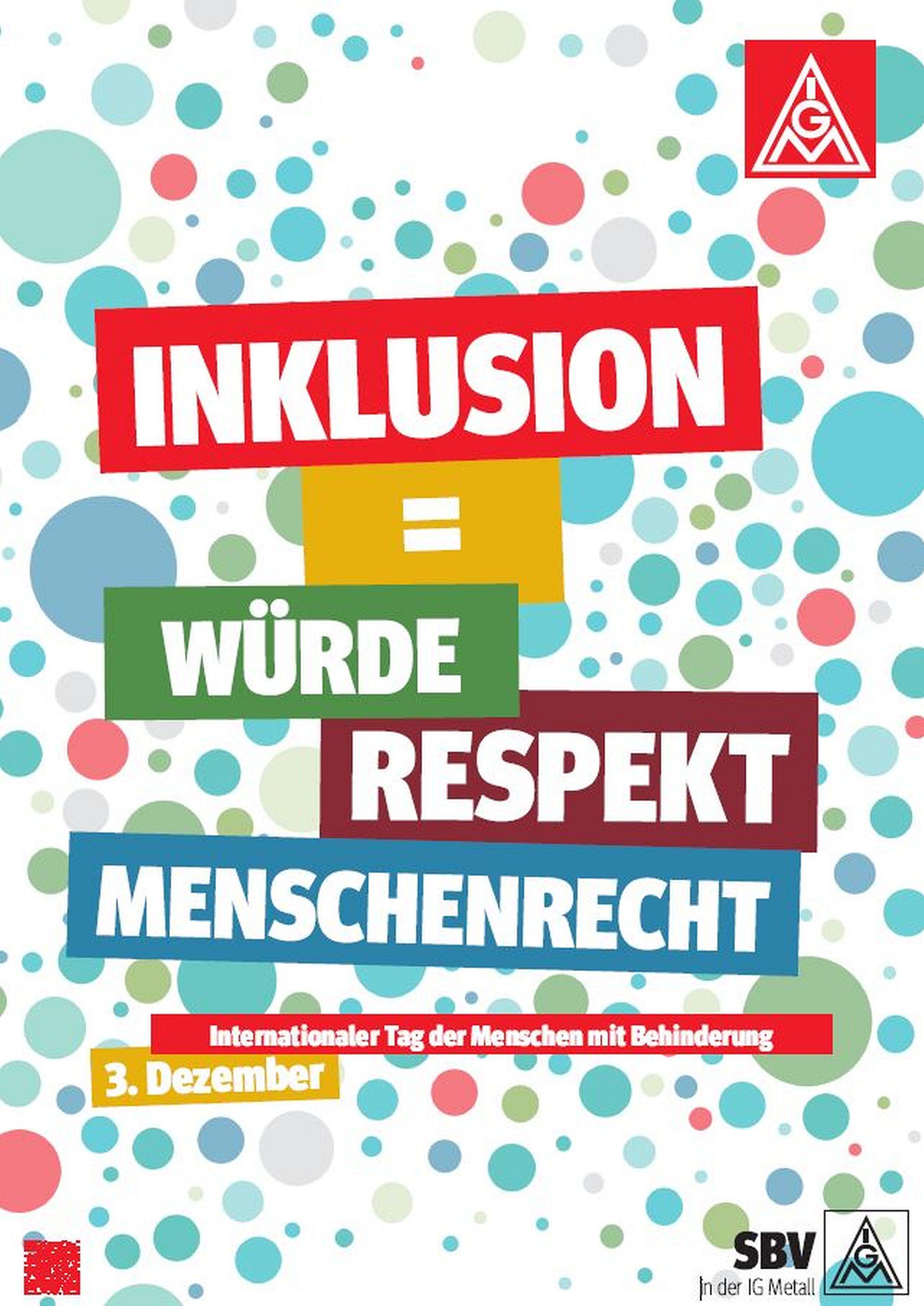 Plakat zum internationalen Tag der Menschen mit Behinderung