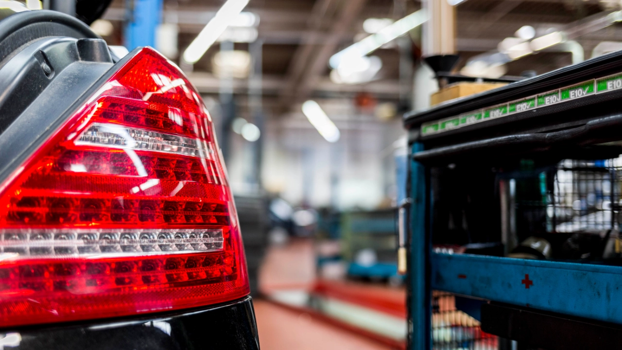 Rücklicht eines Kfz mit Werkzeugwagen *** Local Caption *** [Die Nutzung ist im Print- und im Onlinebereich honorarpflichtig gemaess aktueller MFM-Empfehlungen. Anstrich oder Rechnung nur nach Ruecksprache! Bitte als Fotocredit *© STEPHEN PETRAT* angeben. Veroeffentlichung nur mit korrektem Urhebervermerk, Beleg und Honorierung. Bei Verwendung des Fotos ausserhalb redaktioneller Zwecke bitte Ruecksprache mit dem Fotografen halten! // Weitere Motive/Other motifs: www.stephenpetrat.de  Fon +49 (0)172/2699029 // There is a charge for using the photos in print or online as per the recommendations of current MFM price list. Deviations from these charges or issuing an invoice has to be agreed. Please indicate the photo credit as<br/> *© STEPHEN PETRAT*. When a photo is to be published correct mention of copyright, a complimen-<br/>tary copy  and payment of the fee are required. If the photo is to be used for other than editorial purposes, please obtain permission from the photographer.]