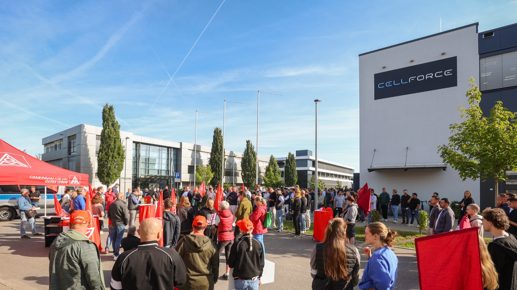 Protestaktion gegen die Schließung von Cellforce