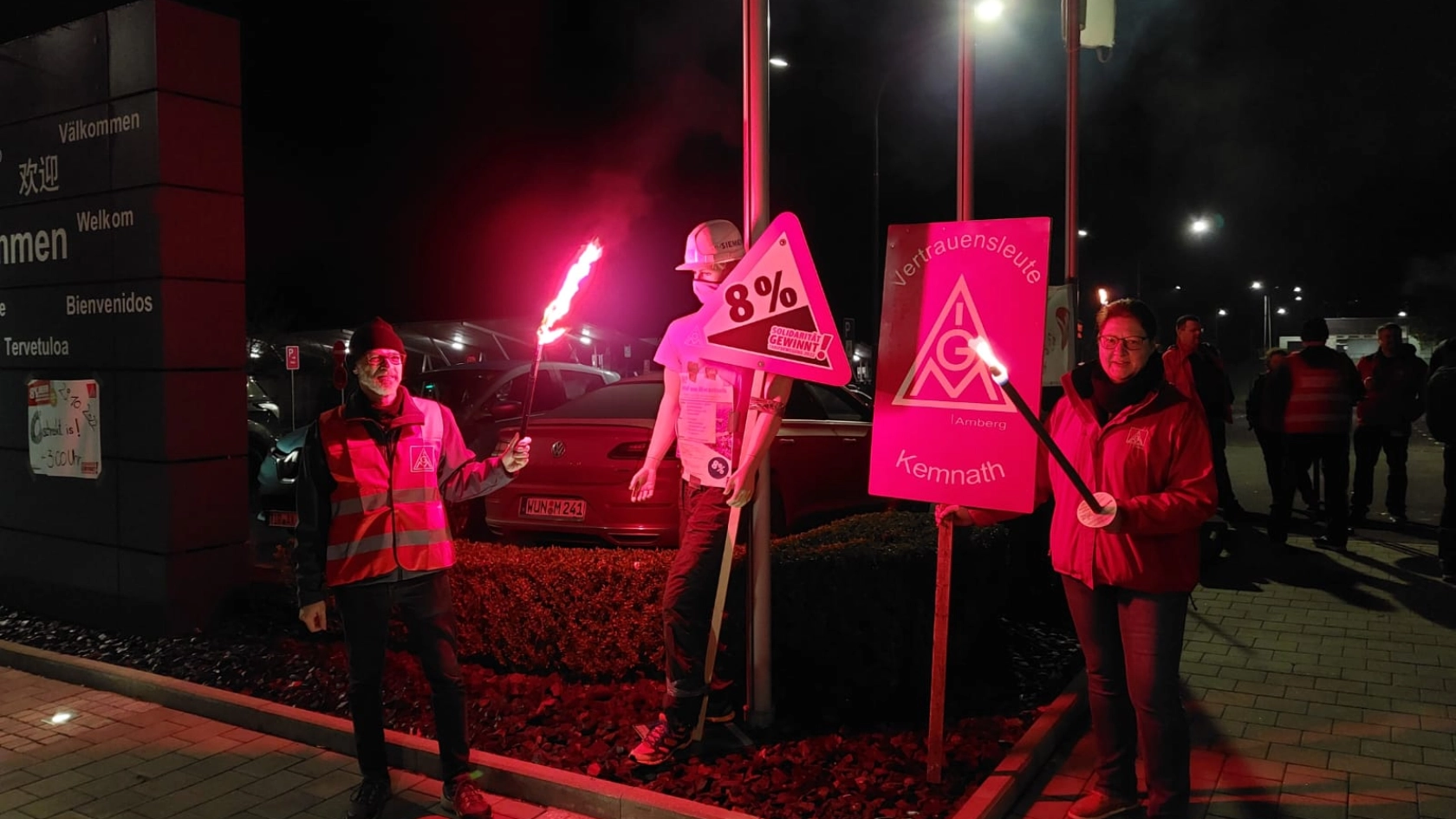 Warnstreikauftakt in der Nachtschicht