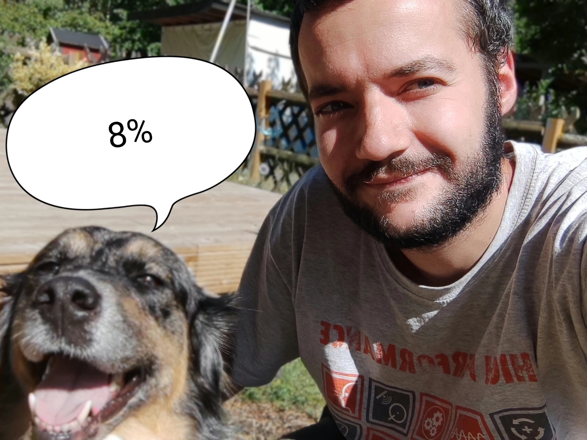 Fotoaktion TR MuE 2022 Kollege mit Hund für 8%