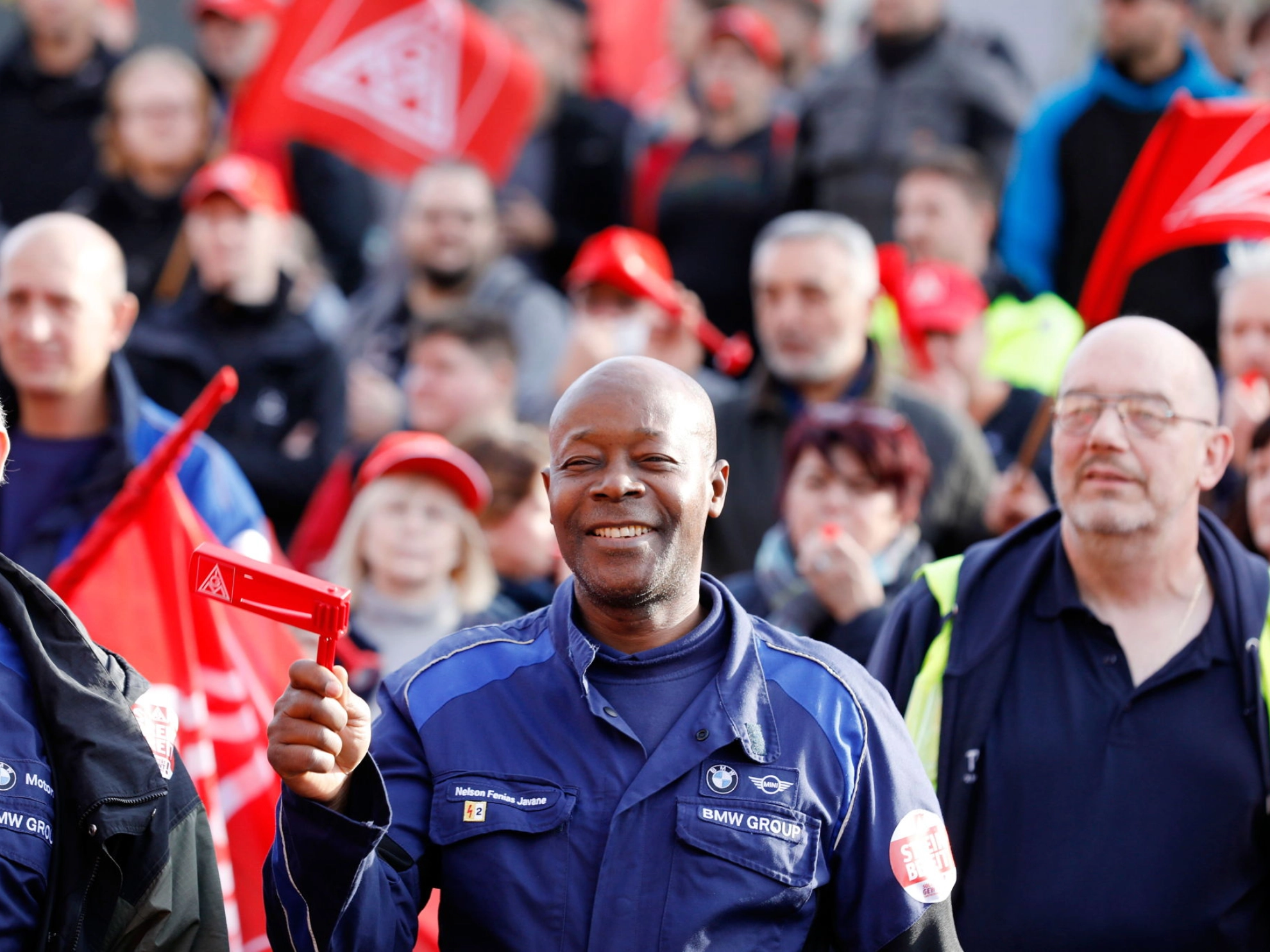 Warnstreik in Berlin während der Tarifrunde der Metall- und Elektroindustrie 2022